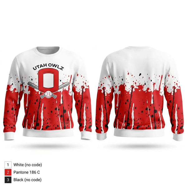 Crew Neck Sweatshirt, Utah Owlz, Baseball, Teamtime, Team time, sublimation, custom sports apparel, team uniforms, spirit wear, spiritwear, sports uniforms, custom shirts, team store, custom team store, fundraiser sports, apparel fundraiser