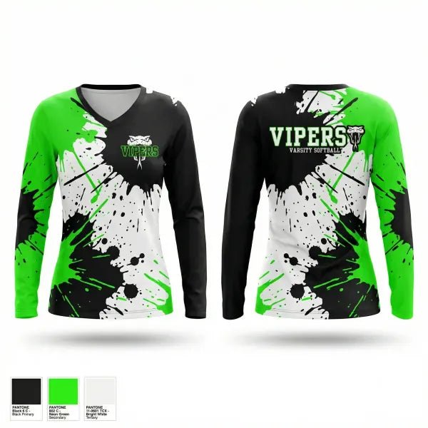 Womens Long Sleeve Vneck Shirt, Havasu Vipers, Baseball, Teamtime, Team time, sublimation, custom sports apparel, team uniforms, spirit wear, spiritwear, sports uniforms, custom shirts, team store, custom team store, fundraiser sports, apparel fundraiser