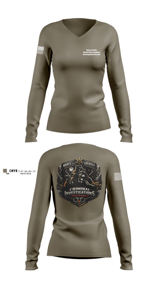 Womens Long Sleeve Vneck Shirt, Vance County Sheriff Office Criminal Investigations Division, Police, Teamtime, Team time, sublimation, custom sports apparel, team uniforms, spirit wear, spiritwear, sports uniforms, custom shirts, team store, custom team store, fundraiser sports, apparel fundraiser