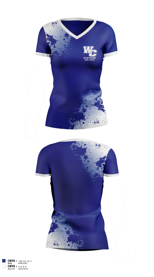 Womens Short Sleeve Vneck Shirt, Wartburg Cross Country, Cross Country, Teamtime, Team time, sublimation, custom sports apparel, team uniforms, spirit wear, spiritwear, sports uniforms, custom shirts, team store, custom team store, fundraiser sports, apparel fundraiser