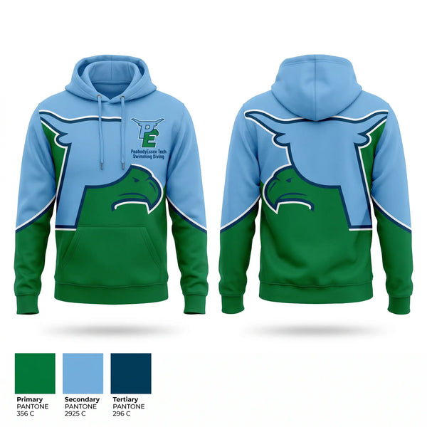 Hoodie, Peabody Veterans Memorial High School Swimming, Swimming, Teamtime, Team time, sublimation, custom sports apparel, team uniforms, spirit wear, spiritwear, sports uniforms, custom shirts, team store, custom team store, fundraiser sports, apparel fundraiser