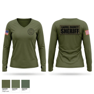 Womens Long Sleeve Vneck Shirt, Laurel county sheriffs, Police, Teamtime, Team time, sublimation, custom sports apparel, team uniforms, spirit wear, spiritwear, sports uniforms, custom shirts, team store, custom team store, fundraiser sports, apparel fundraiser