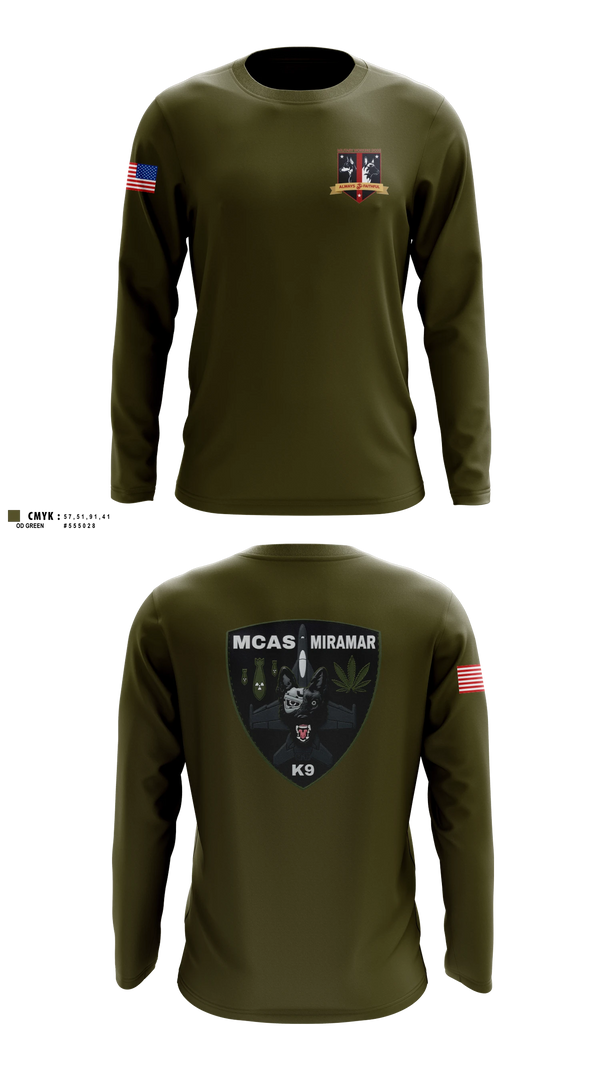 Long Sleeve Performance Shirt, MCAS Miramar Military Working Dog Section, Marines, Teamtime, Team time, sublimation, custom sports apparel, team uniforms, spirit wear, spiritwear, sports uniforms, custom shirts, team store, custom team store, fundraiser sports, apparel fundraiser