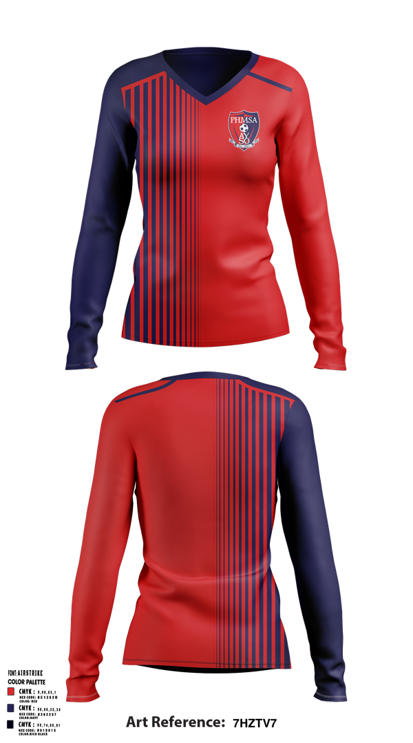 Womens Long Sleeve Vneck Shirt, Pleasant Hill Martinez Soccer Association, Spirit Store, Teamtime, Team time, sublimation, custom sports apparel, team uniforms, spirit wear, spiritwear, sports uniforms, custom shirts, team store, custom team store, fundraiser sports, apparel fundraiser