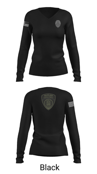 Womens Long Sleeve Vneck Shirt, Butler Police Department, Police, Teamtime, Team time, sublimation, custom sports apparel, team uniforms, spirit wear, spiritwear, sports uniforms, custom shirts, team store, custom team store, fundraiser sports, apparel fundraiser