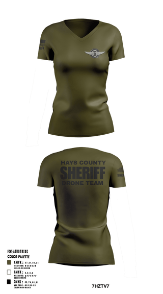 Womens Short Sleeve Vneck Shirt, Hays County Sheriff Drone Team, Police, Teamtime, Team time, sublimation, custom sports apparel, team uniforms, spirit wear, spiritwear, sports uniforms, custom shirts, team store, custom team store, fundraiser sports, apparel fundraiser