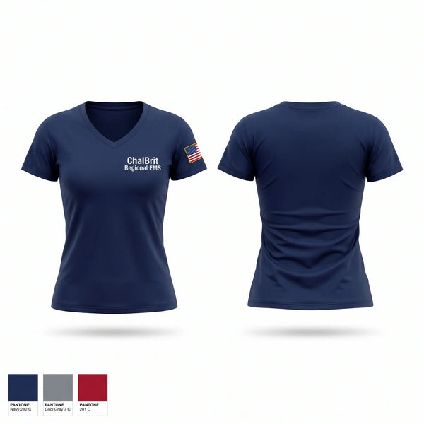 Womens Short Sleeve Vneck Shirt, Chal-Brit Regional EMS, EMS/EMT, Teamtime, Team time, sublimation, custom sports apparel, team uniforms, spirit wear, spiritwear, sports uniforms, custom shirts, team store, custom team store, fundraiser sports, apparel fundraiser
