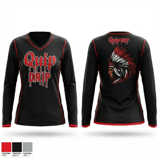 Womens Long Sleeve Vneck Shirt, Aliquippa Quips, , Teamtime, Team time, sublimation, custom sports apparel, team uniforms, spirit wear, spiritwear, sports uniforms, custom shirts, team store, custom team store, fundraiser sports, apparel fundraiser