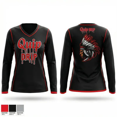 Aliquippa Quips 62566618 Women's Long Sleeve V-neck Shirt - 1