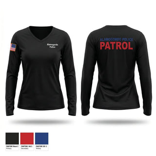 Womens Long Sleeve Vneck Shirt, Alamogordo Police, Police, Teamtime, Team time, sublimation, custom sports apparel, team uniforms, spirit wear, spiritwear, sports uniforms, custom shirts, team store, custom team store, fundraiser sports, apparel fundraiser