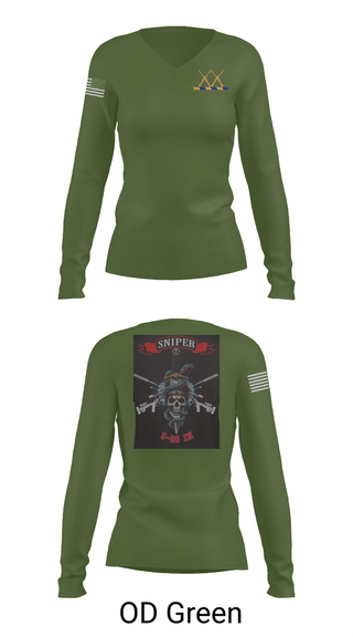 Womens Long Sleeve Vneck Shirt, 5-20 Infantry, Sniper section, Army, Teamtime, Team time, sublimation, custom sports apparel, team uniforms, spirit wear, spiritwear, sports uniforms, custom shirts, team store, custom team store, fundraiser sports, apparel fundraiser