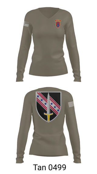 Womens Long Sleeve Vneck Shirt, 6/54th Security Force Assistance Brigade, , Teamtime, Team time, sublimation, custom sports apparel, team uniforms, spirit wear, spiritwear, sports uniforms, custom shirts, team store, custom team store, fundraiser sports, apparel fundraiser