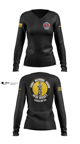 Womens Long Sleeve Vneck Shirt, 508th MP Co, National Guard, Teamtime, Team time, sublimation, custom sports apparel, team uniforms, spirit wear, spiritwear, sports uniforms, custom shirts, team store, custom team store, fundraiser sports, apparel fundraiser