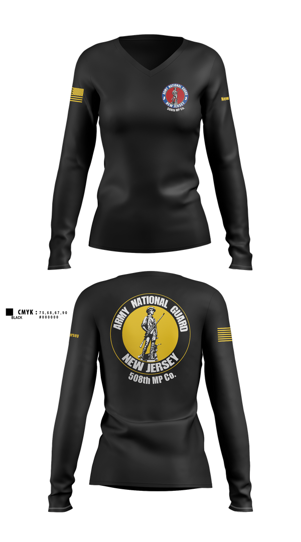 Womens Long Sleeve Vneck Shirt, 508th MP Co, National Guard, Teamtime, Team time, sublimation, custom sports apparel, team uniforms, spirit wear, spiritwear, sports uniforms, custom shirts, team store, custom team store, fundraiser sports, apparel fundraiser