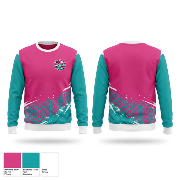 Crew Neck Sweatshirt, Coastal Chaos, Softball, Teamtime, Team time, sublimation, custom sports apparel, team uniforms, spirit wear, spiritwear, sports uniforms, custom shirts, team store, custom team store, fundraiser sports, apparel fundraiser