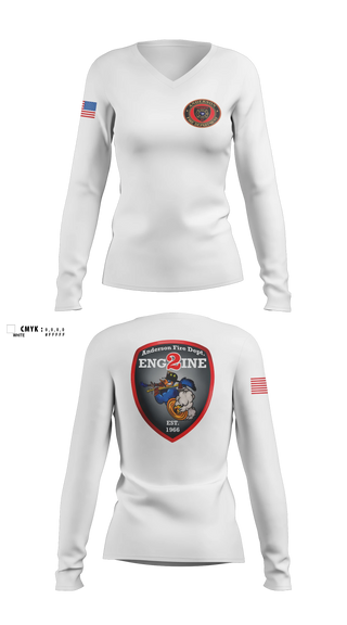 Womens Long Sleeve Vneck Shirt, Anderson City Fire, Fire Department, Teamtime, Team time, sublimation, custom sports apparel, team uniforms, spirit wear, spiritwear, sports uniforms, custom shirts, team store, custom team store, fundraiser sports, apparel fundraiser