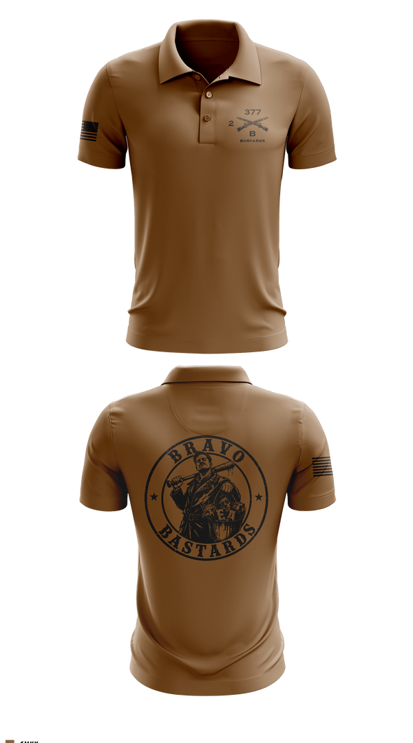 Short Sleeve Performance Polo, Bravo Co 2/377, Army, Teamtime, Team time, sublimation, custom sports apparel, team uniforms, spirit wear, spiritwear, sports uniforms, custom shirts, team store, custom team store, fundraiser sports, apparel fundraiser