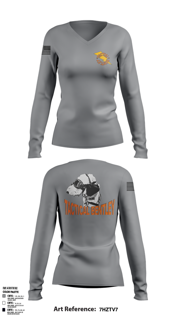 Womens Long Sleeve Vneck Shirt, Tactical Bentley, Army, Teamtime, Team time, sublimation, custom sports apparel, team uniforms, spirit wear, spiritwear, sports uniforms, custom shirts, team store, custom team store, fundraiser sports, apparel fundraiser