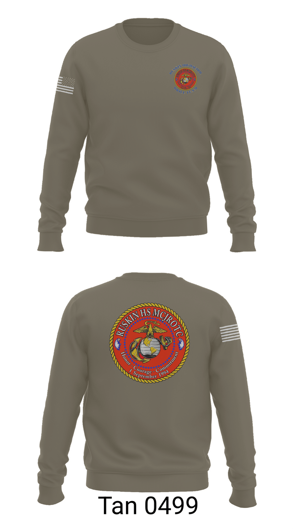 Crew Neck Sweatshirt, Ruskin Highschool MCJROTC drill team, Marines, Teamtime, Team time, sublimation, custom sports apparel, team uniforms, spirit wear, spiritwear, sports uniforms, custom shirts, team store, custom team store, fundraiser sports, apparel fundraiser
