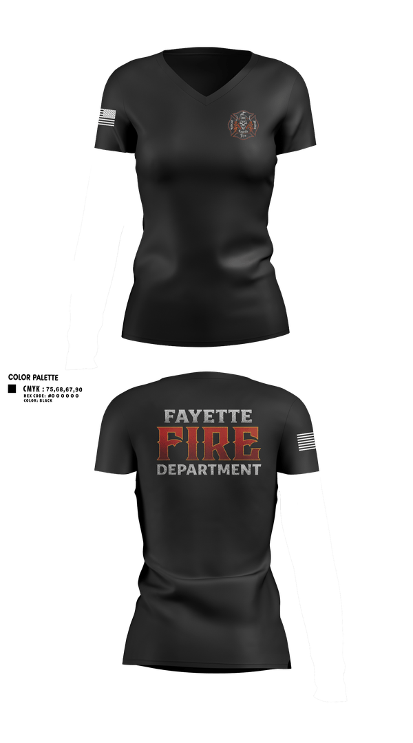 Womens Short Sleeve Vneck Shirt, Fayette Township Fire Department, Fire Department, Teamtime, Team time, sublimation, custom sports apparel, team uniforms, spirit wear, spiritwear, sports uniforms, custom shirts, team store, custom team store, fundraiser sports, apparel fundraiser