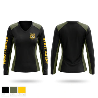 Womens Long Sleeve Vneck Shirt, Pennsylvania State agent, , Teamtime, Team time, sublimation, custom sports apparel, team uniforms, spirit wear, spiritwear, sports uniforms, custom shirts, team store, custom team store, fundraiser sports, apparel fundraiser