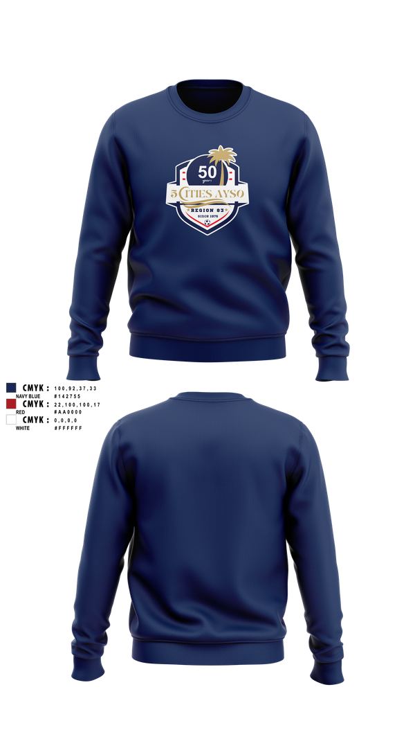Crew Neck Sweatshirt, 5 Cities AYSO All Stars, Men's Soccer, Teamtime, Team time, sublimation, custom sports apparel, team uniforms, spirit wear, spiritwear, sports uniforms, custom shirts, team store, custom team store, fundraiser sports, apparel fundraiser