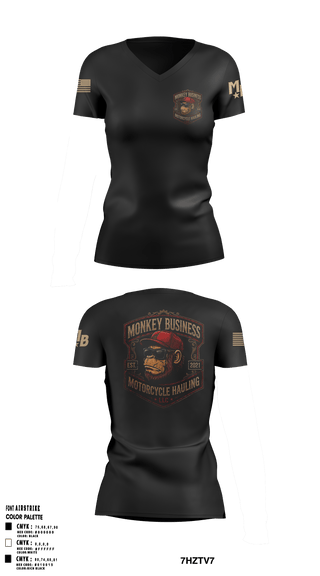 Womens Short Sleeve Vneck Shirt, Monkey Business Motorcycle Hauling, , Teamtime, Team time, sublimation, custom sports apparel, team uniforms, spirit wear, spiritwear, sports uniforms, custom shirts, team store, custom team store, fundraiser sports, apparel fundraiser