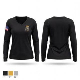 Womens Long Sleeve Vneck Shirt, McCaysville Police Department, Police, Teamtime, Team time, sublimation, custom sports apparel, team uniforms, spirit wear, spiritwear, sports uniforms, custom shirts, team store, custom team store, fundraiser sports, apparel fundraiser