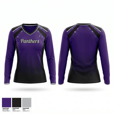 Panthers Women's Long Sleeve V-neck Shirt - 1