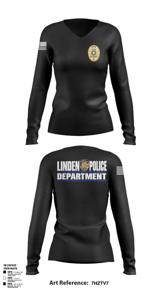 Womens Long Sleeve Vneck Shirt, Linden police department, Police, Teamtime, Team time, sublimation, custom sports apparel, team uniforms, spirit wear, spiritwear, sports uniforms, custom shirts, team store, custom team store, fundraiser sports, apparel fundraiser