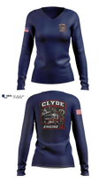 Clyde fire department Women's Long Sleeve V-neck Shirt - 11