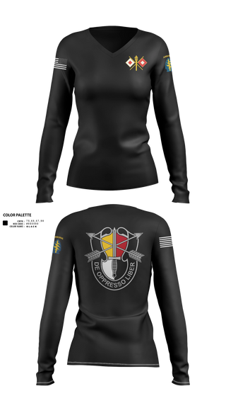 Womens Long Sleeve Vneck Shirt, HHC 3SFG, Army, Teamtime, Team time, sublimation, custom sports apparel, team uniforms, spirit wear, spiritwear, sports uniforms, custom shirts, team store, custom team store, fundraiser sports, apparel fundraiser