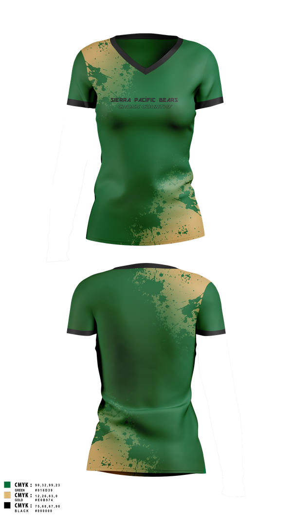 Womens Short Sleeve Vneck Shirt, Sierra Pacífic Bears, Cross Country, Teamtime, Team time, sublimation, custom sports apparel, team uniforms, spirit wear, spiritwear, sports uniforms, custom shirts, team store, custom team store, fundraiser sports, apparel fundraiser