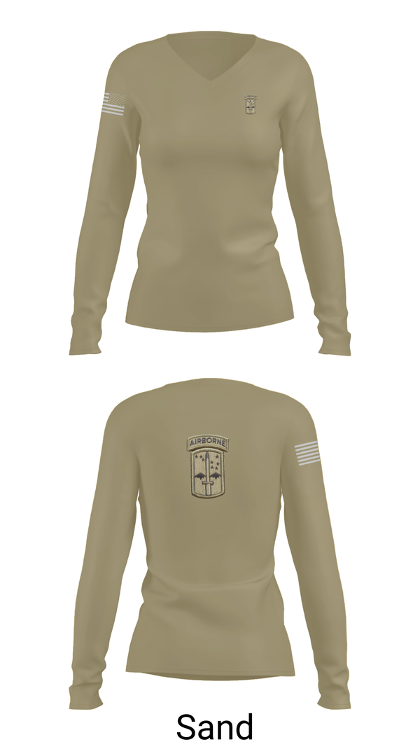 Womens Long Sleeve Vneck Shirt, C co 4/327th INF BN, , Teamtime, Team time, sublimation, custom sports apparel, team uniforms, spirit wear, spiritwear, sports uniforms, custom shirts, team store, custom team store, fundraiser sports, apparel fundraiser