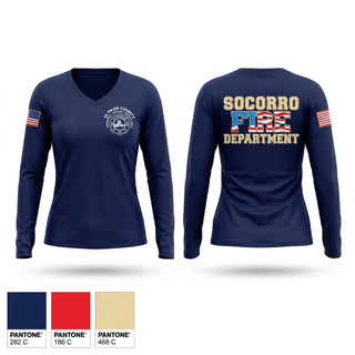Womens Long Sleeve Vneck Shirt, Socorro Fire Department, Fire Department, Teamtime, Team time, sublimation, custom sports apparel, team uniforms, spirit wear, spiritwear, sports uniforms, custom shirts, team store, custom team store, fundraiser sports, apparel fundraiser