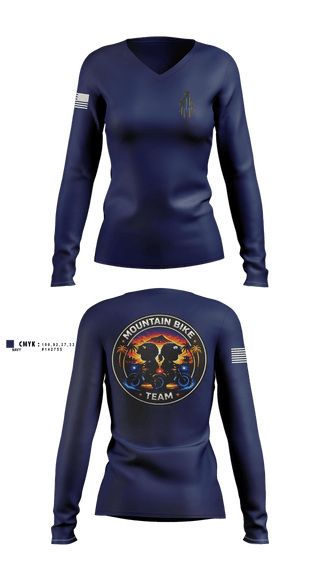 Womens Long Sleeve Vneck Shirt, Mountain Bike Team, Police, Teamtime, Team time, sublimation, custom sports apparel, team uniforms, spirit wear, spiritwear, sports uniforms, custom shirts, team store, custom team store, fundraiser sports, apparel fundraiser