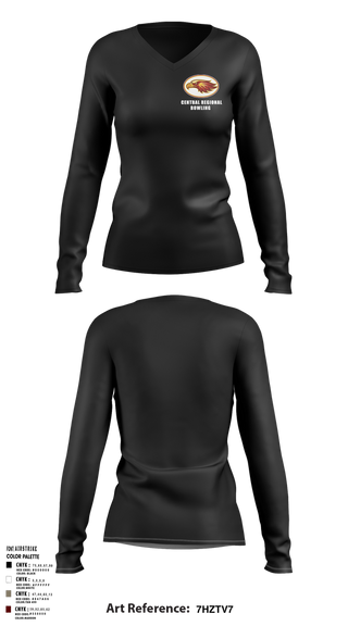 Womens Long Sleeve Vneck Shirt, Central Regional High School Bowling, Bowling, Teamtime, Team time, sublimation, custom sports apparel, team uniforms, spirit wear, spiritwear, sports uniforms, custom shirts, team store, custom team store, fundraiser sports, apparel fundraiser