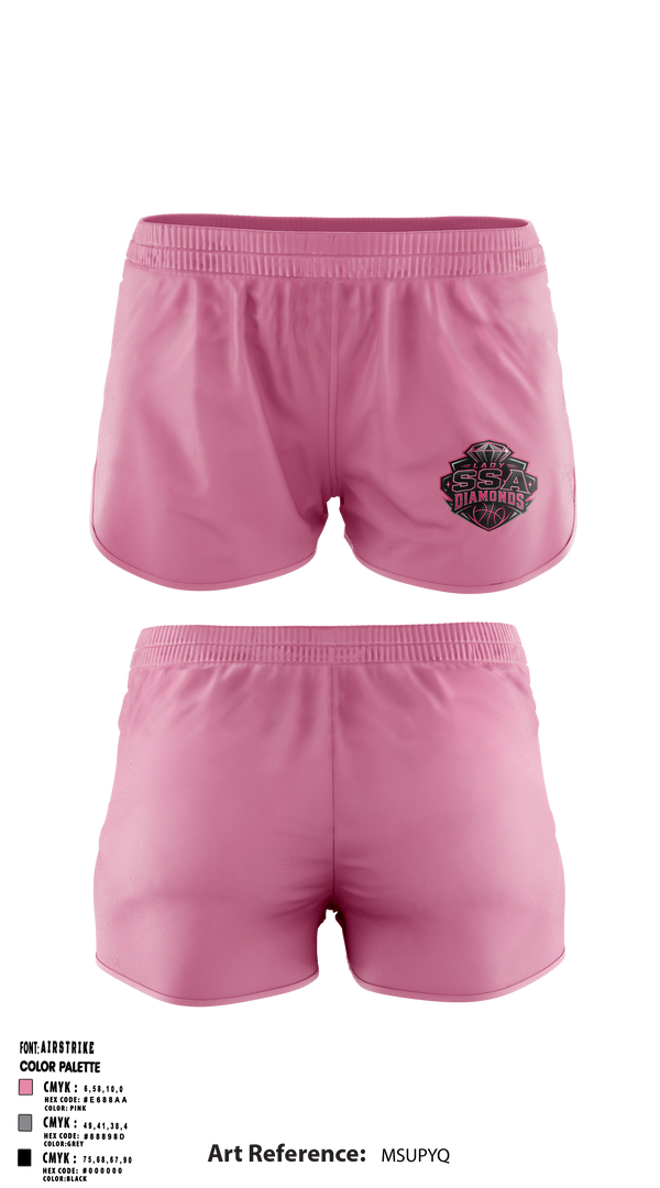 Womens Shorts, SSA Lady Diamonds, Women's Basketball, Teamtime, Team time, sublimation, custom sports apparel, team uniforms, spirit wear, spiritwear, sports uniforms, custom shirts, team store, custom team store, fundraiser sports, apparel fundraiser