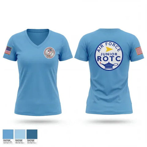 Womens Short Sleeve Vneck Shirt, Pinkerton Academy AFJROTC, Air Force, Teamtime, Team time, sublimation, custom sports apparel, team uniforms, spirit wear, spiritwear, sports uniforms, custom shirts, team store, custom team store, fundraiser sports, apparel fundraiser