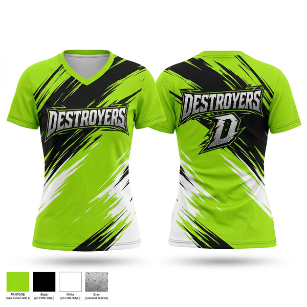 Womens Short Sleeve Vneck Shirt, Midwest Destroyers, Softball, Teamtime, Team time, sublimation, custom sports apparel, team uniforms, spirit wear, spiritwear, sports uniforms, custom shirts, team store, custom team store, fundraiser sports, apparel fundraiser