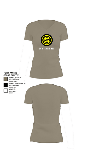 Women's Short Sleeve Vneck Shirt, OCS 117th RTI, National Guard, Teamtime, Team time, sublimation, custom sports apparel, team uniforms, spirit wear, spiritwear, sports uniforms, custom shirts, team store, custom team store, fundraiser sports, apparel fundraiser