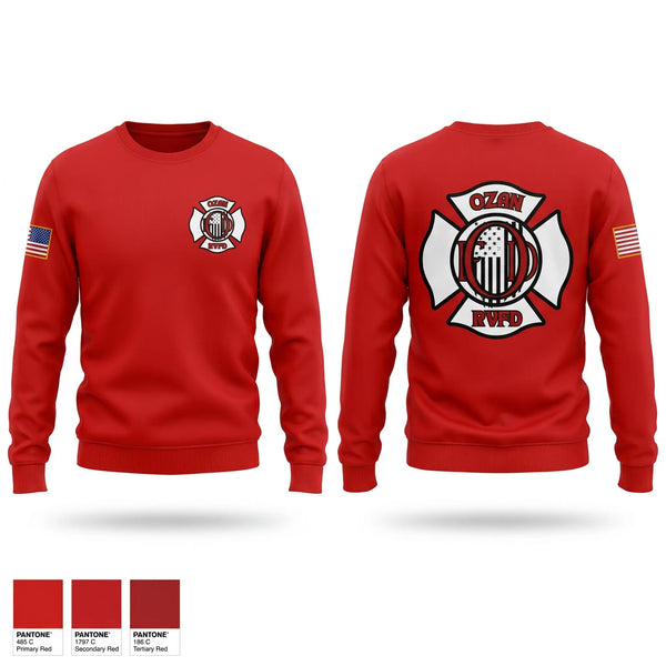 Crew Neck Sweatshirt, Ozan Rural Volunteer Fire Dept, Fire Department, Teamtime, Team time, sublimation, custom sports apparel, team uniforms, spirit wear, spiritwear, sports uniforms, custom shirts, team store, custom team store, fundraiser sports, apparel fundraiser
