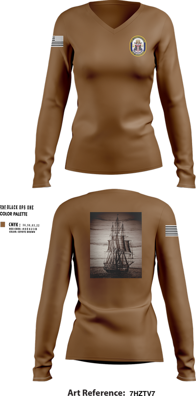 USS CONSTITUTION 83286371 Women's Long Sleeve V-neck Shirt - 3