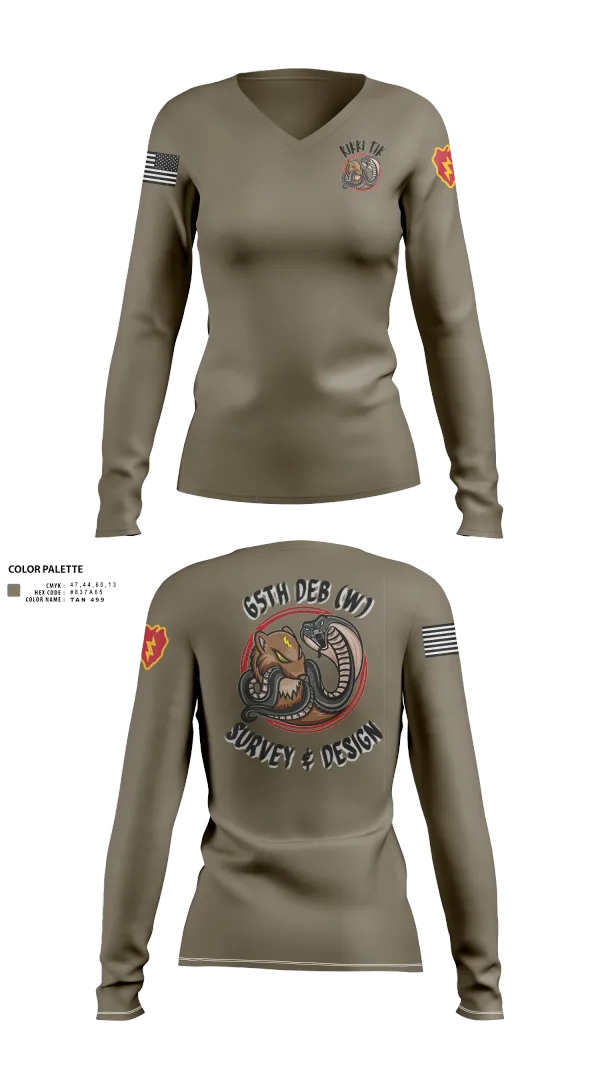 Womens Long Sleeve Vneck Shirt, S&D, 65th DEB, Army, Teamtime, Team time, sublimation, custom sports apparel, team uniforms, spirit wear, spiritwear, sports uniforms, custom shirts, team store, custom team store, fundraiser sports, apparel fundraiser