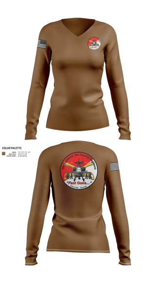 Womens Long Sleeve Vneck Shirt, 7th Squadron, Sixth Cavalry Regiment, , Teamtime, Team time, sublimation, custom sports apparel, team uniforms, spirit wear, spiritwear, sports uniforms, custom shirts, team store, custom team store, fundraiser sports, apparel fundraiser