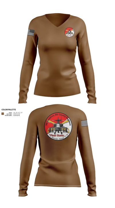 7th Squadron, Sixth Cavalry Regiment 24299123 Women's Long Sleeve V-neck Shirt - 21