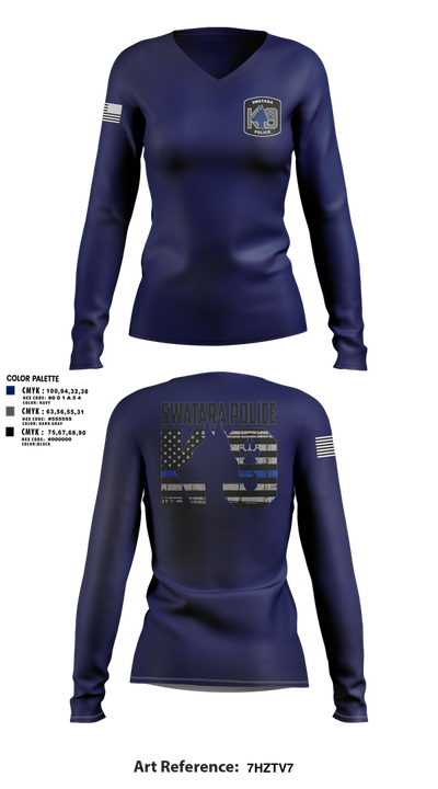 Swatara K9 68594895 Women's Long Sleeve V-neck Shirt - 4