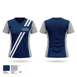 Womens Short Sleeve Vneck Shirt, Colleton County Cougars, Track & Field, Teamtime, Team time, sublimation, custom sports apparel, team uniforms, spirit wear, spiritwear, sports uniforms, custom shirts, team store, custom team store, fundraiser sports, apparel fundraiser