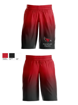 Mens Basketball Shorts, Harrelson Hawks, Men's Basketball, Teamtime, Team time, sublimation, custom sports apparel, team uniforms, spirit wear, spiritwear, sports uniforms, custom shirts, team store, custom team store, fundraiser sports, apparel fundraiser