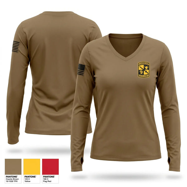 Womens Long Sleeve Vneck Shirt, Temple University Red Diamond Battalion, Army, Teamtime, Team time, sublimation, custom sports apparel, team uniforms, spirit wear, spiritwear, sports uniforms, custom shirts, team store, custom team store, fundraiser sports, apparel fundraiser